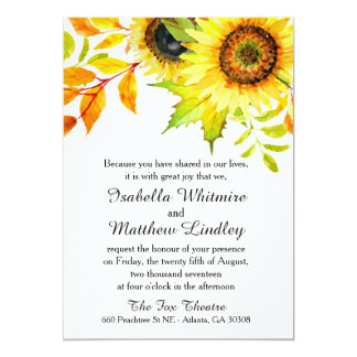 Sunflower Wedding Invitation - Rustic Wedding