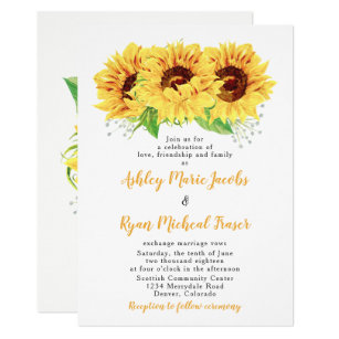 sunflower wedding invitations zazzle