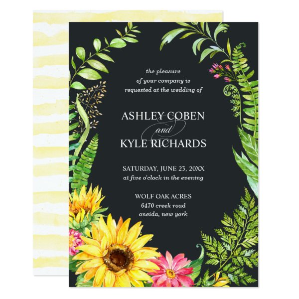 256944420947848865 Sunflower wedding invitation with dark background