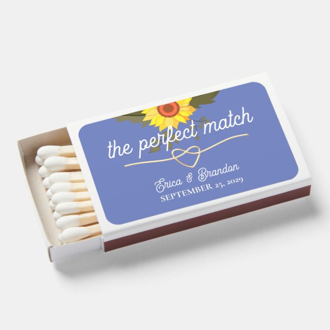 Sunflower Wedding Matchboxes (Front Open)