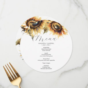 Sunflower Wedding Menu Card