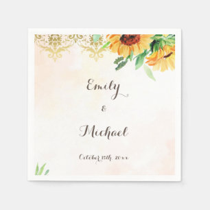 Sunflower wedding napkins personalized
