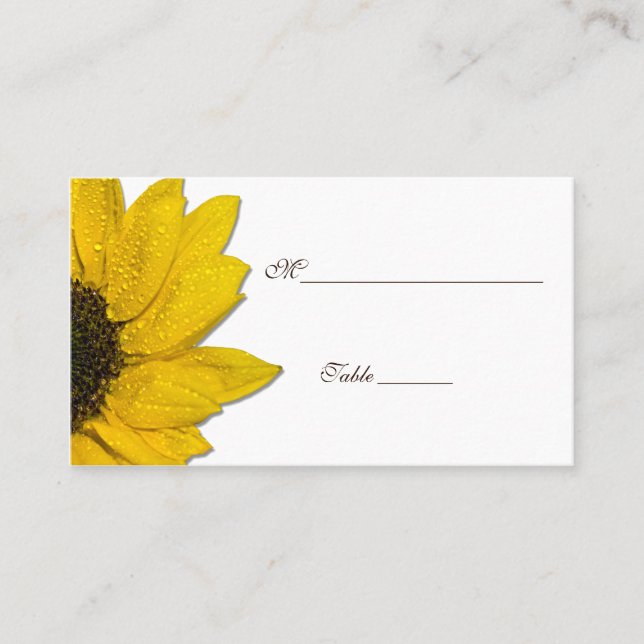 Sunflower Wedding or Special Occasion Place Cards (Front)