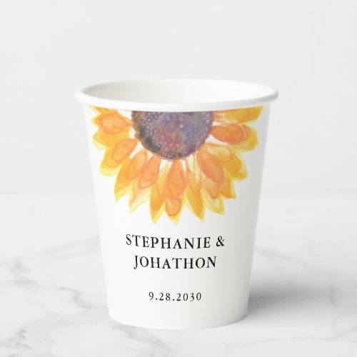 Sunflower Wedding  Paper Cups