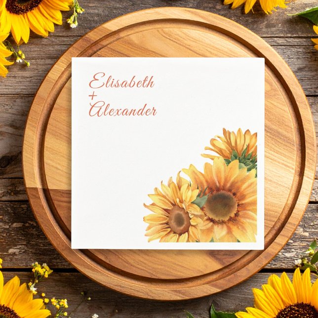 Sunflower Wedding Paper Napkin (Rustic Sunflower Wedding Paper Napkin)
