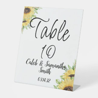 Sunflower wedding pedestal sign