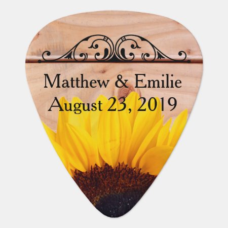 Sunflower Wedding Personalized Photo Guitar Pick