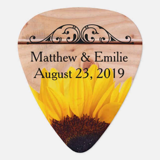 Sunflower Wedding Personalized Photo Guitar Pick (Front)