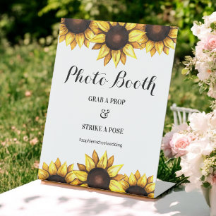 Sunflower Wedding Photo Booth Floral Pedestal Sign