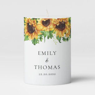 Sunflower Wedding Pillar Candle