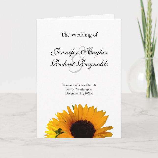 Sunflower Wedding Program (Front)