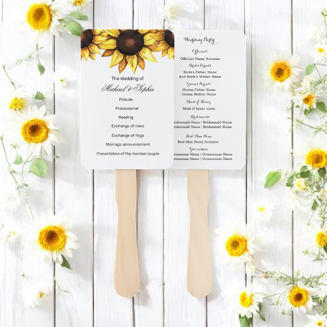 Sunflower Wedding Program White Yellow Floral Fans (Creator Uploaded)