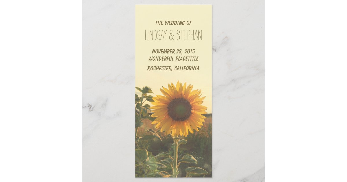 Sunflower Wedding Programs Zazzle Com