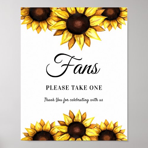 Sunflower Wedding Programs Fans Sign Poster