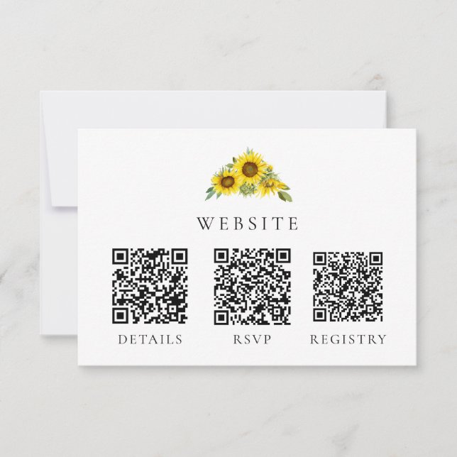 Sunflower Wedding QR Code Registry RSVP Website Card (Front)