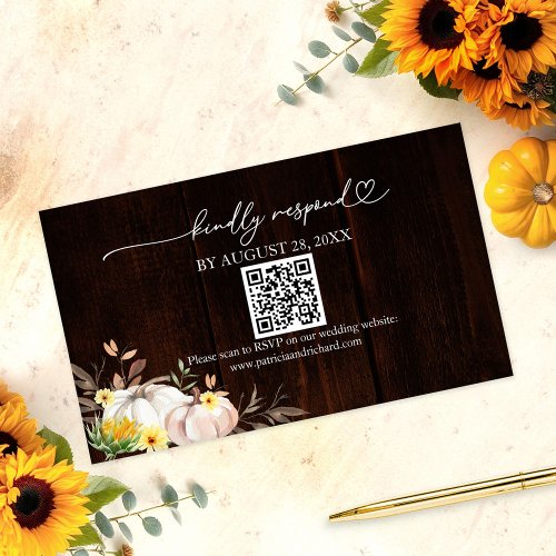 Sunflower Wedding QR Online RSVP Card