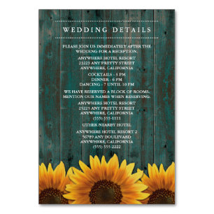 Sunflower Wedding Reception + Accommodation Cards
