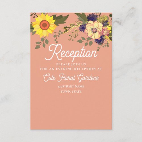 Sunflower Wedding Reception Enclosure Card
