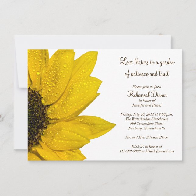 Sunflower Wedding Rehearsal Dinner Invitation (Front)
