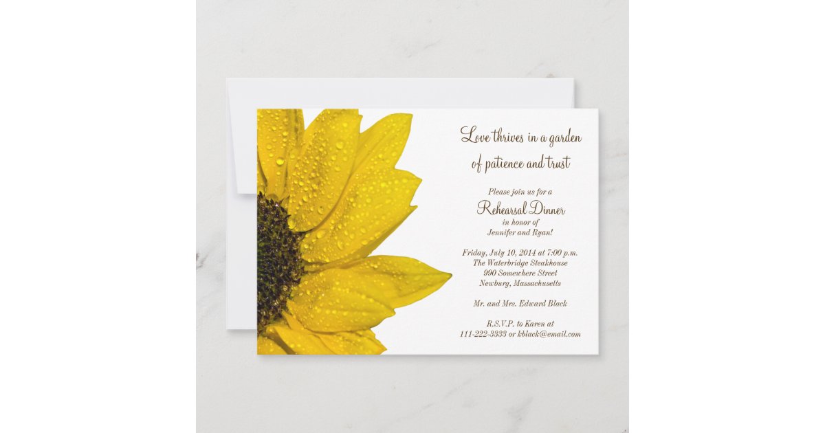 Sunflower Wedding Rehearsal Dinner Invitation | Zazzle