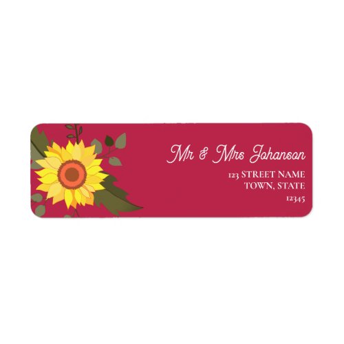 Sunflower Wedding Return Address Label