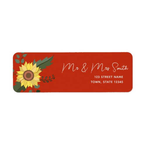 Sunflower Wedding Return Address Label