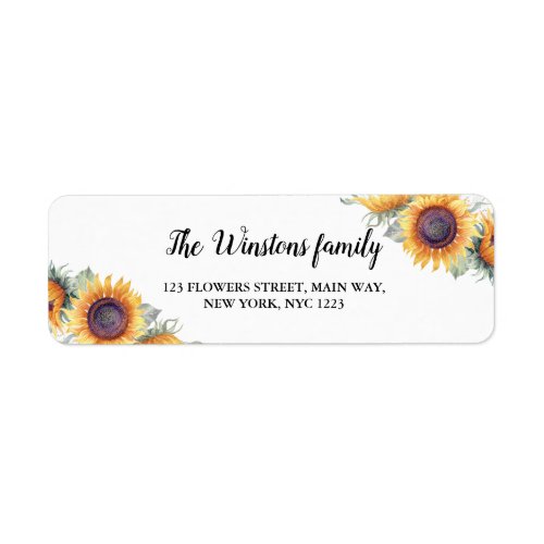 Sunflower Wedding Return Address Personalized Label