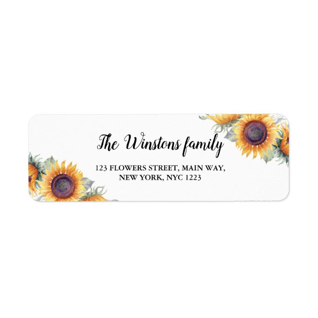 Sunflower Wedding Return Address Personalized Label (Front)