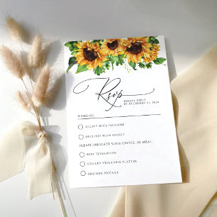 Sunflower Wedding RSVP Card