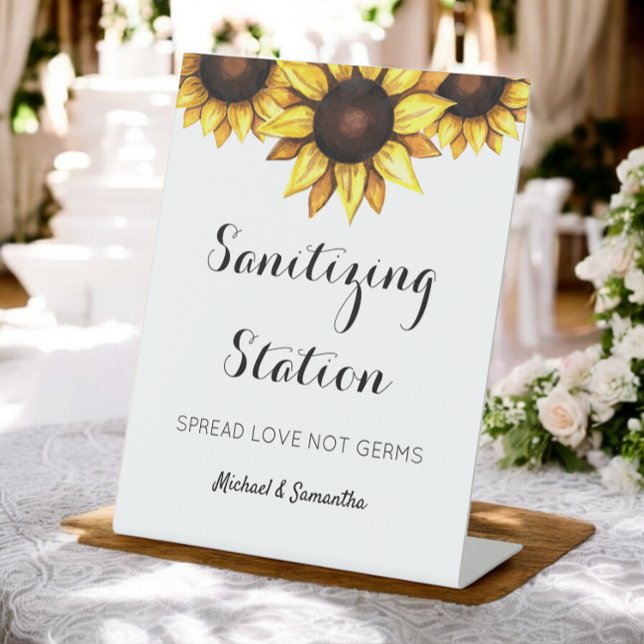 Sunflower Wedding Sanitizing Station Pedestal Sign (Creator Uploaded)