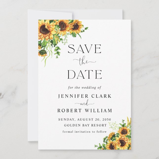 Sunflower Wedding Save The Date (Front)
