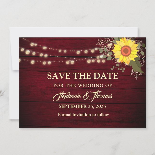 Sunflower Wedding Save The Date (Front)