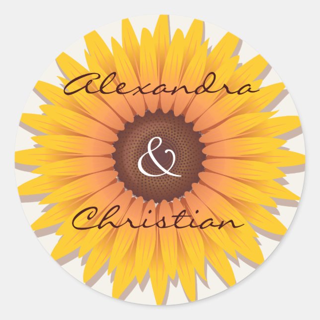 Sunflower Wedding Save The Date Announcement Classic Round Sticker (Front)