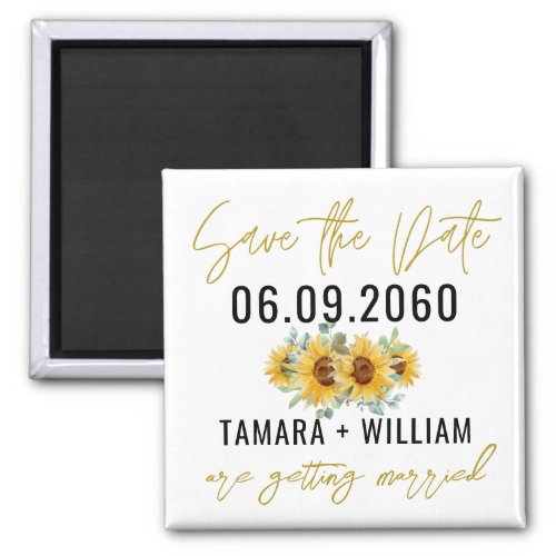 Sunflower Wedding Save The Date No Photo     Magnet