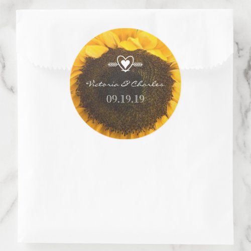 Sunflower Wedding Save the Date Stickers