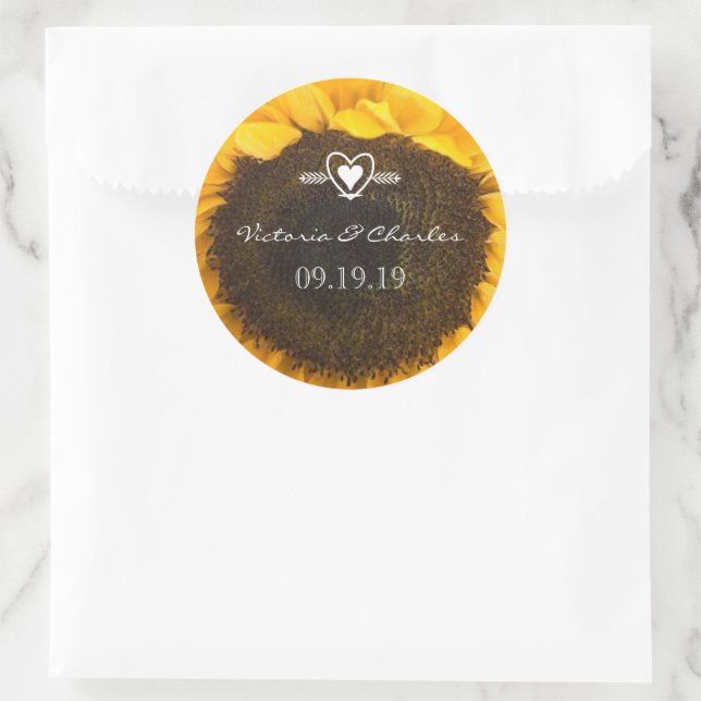 Sunflower Wedding Save the Date Stickers (Bag)