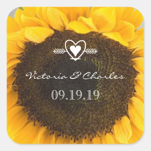 Sunflower Wedding Save the Date Stickers