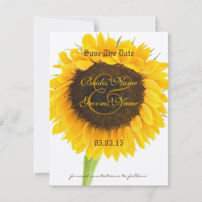 Sunflower Wedding Save the Dates Date (Front)