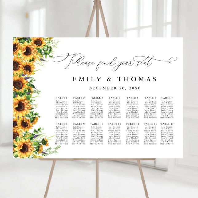 Sunflower Wedding Seating Chart Foam Boards (Creator Uploaded)