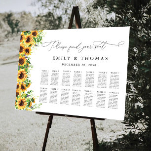 Sunflower Wedding Seating Chart Foam Boards