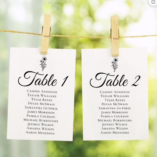 Sunflower Wedding Seating Chart Rustic Wildflowers (Creator Uploaded)