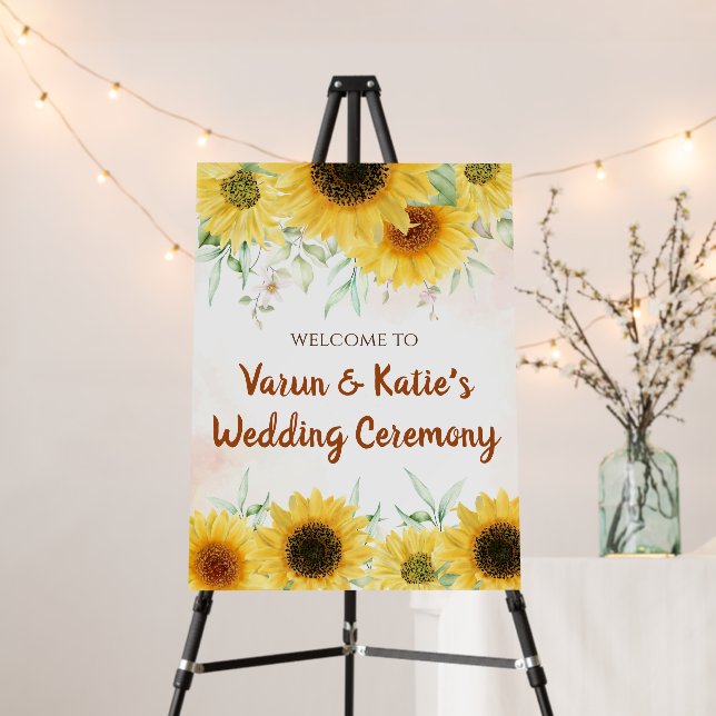Sunflower Wedding sign as Sunflower decor (In Situ (Stand))