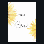 Sunflower wedding Six table number<br><div class="desc">Watercolor sunflower Table Six Number.
Matching items available.</div>