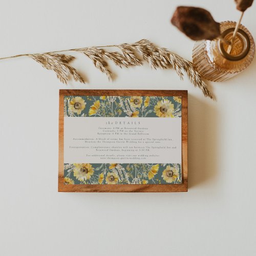 Sunflower Wedding Stationery Enclosure card