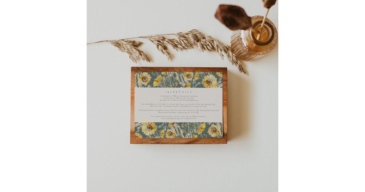 Sunflower Wedding Stationery Enclosure card Zazzle