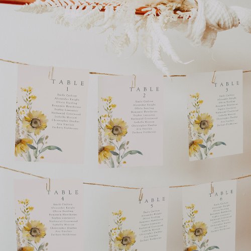 Sunflower Wedding Table Cards