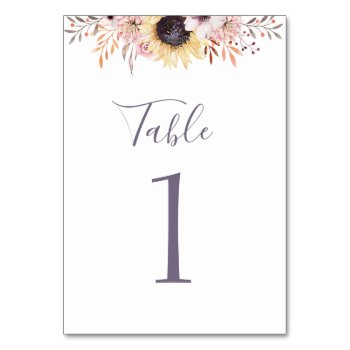 Sunflower. Wedding Table Number by Naokko at Zazzle