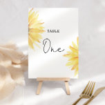 Sunflower wedding table number<br><div class="desc">Watercolor sunflower Table One Number.
Matching items available.</div>