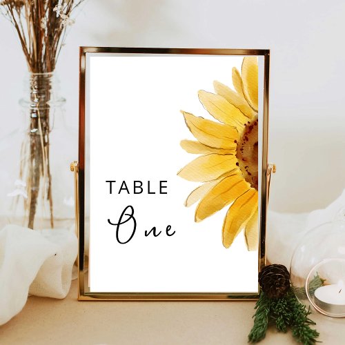 Sunflower wedding table number