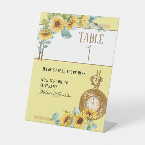 Sunflower Wedding Table Number Sign